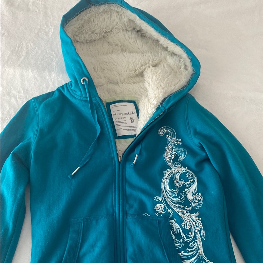 Aeropostale Blue Jacket with White Sherpa Lining